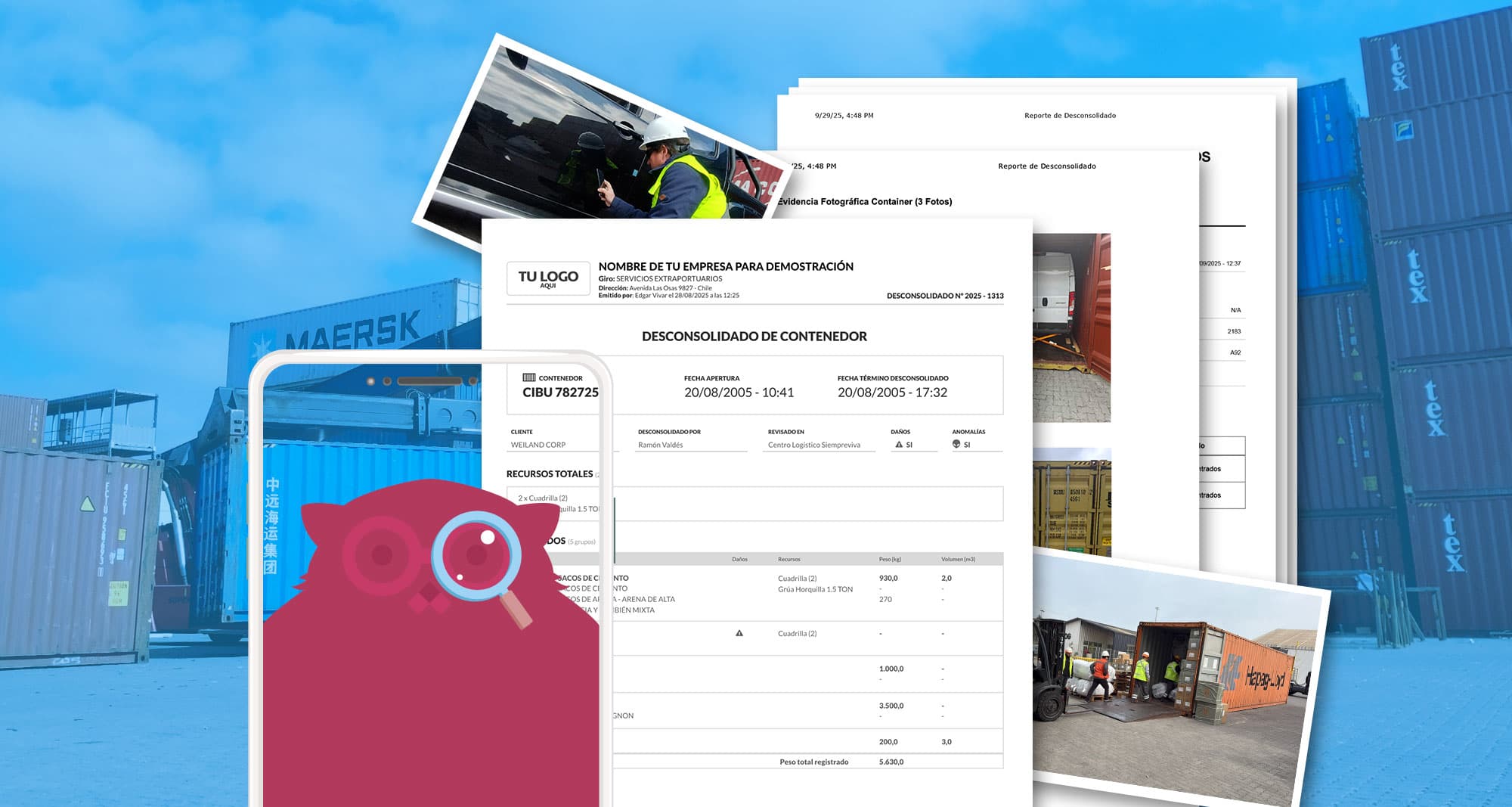 Digital reports for every kind or container load and deconsolidation.
